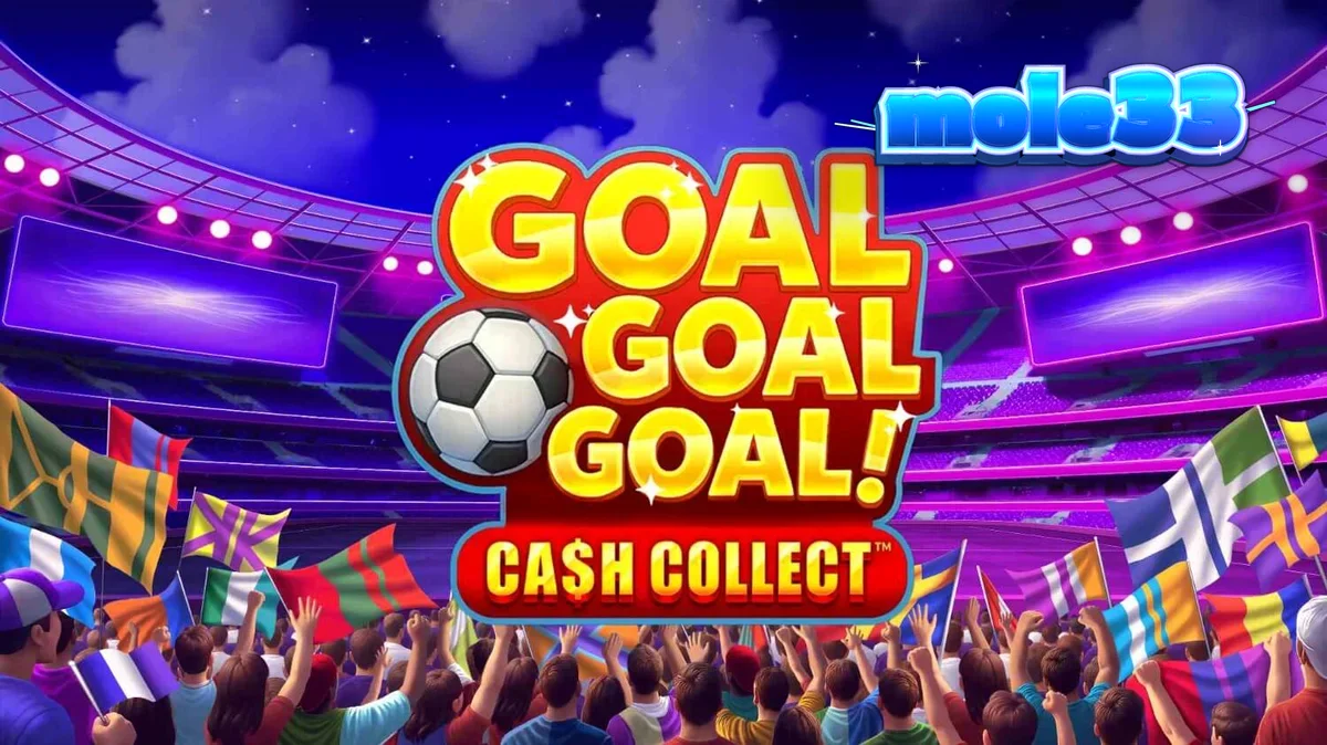 Tampilan visual slot Goal Goal Goal: Cash Collect dengan tema stadion sepak bola