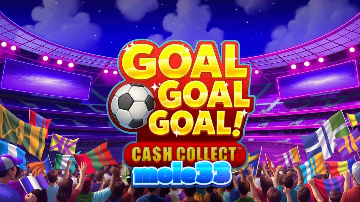 Tampilan visual slot Goal Goal Goal: Cash Collect dengan tema stadion sepak bola